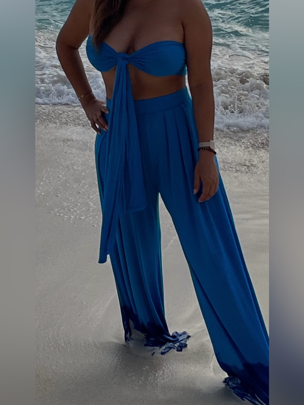 Royal Blue Two-Piece Tie-Front Beach Set